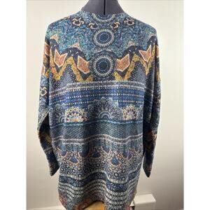 Desigual Size M Blue Sparkly Artsy Abstract Crewneck Sweater Sequin Leila Xclnt